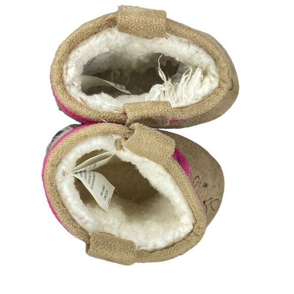 Lazy One Baby Girl Size XS Infant 1-3 Pink and Brown Cowgirl Boots Fizzy Lining - Picture 9 of 14